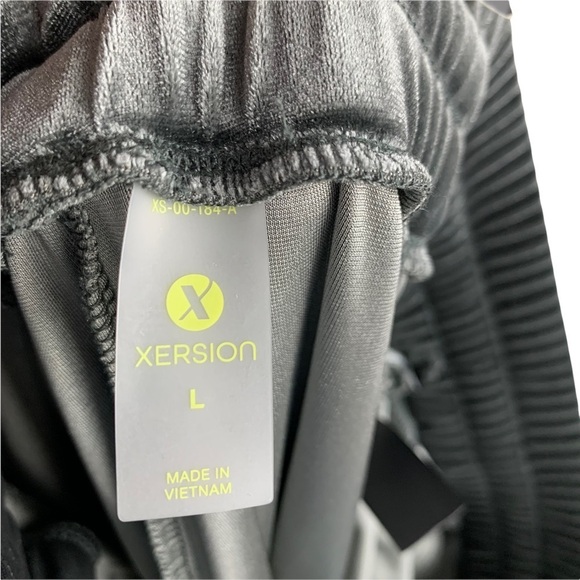 Xersion Studio Silver Grey Velour Joggers with Track Pant Stripes Size Large - Picture 7 of 7